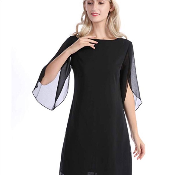 Black chiffon cocktail dress - Picture 2 of 6